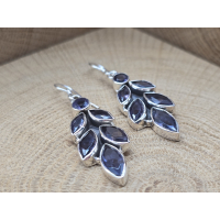 Echt zilveren oorbel hangers Amethist